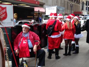 The Salvation Army bell ringers don't miss a beat.